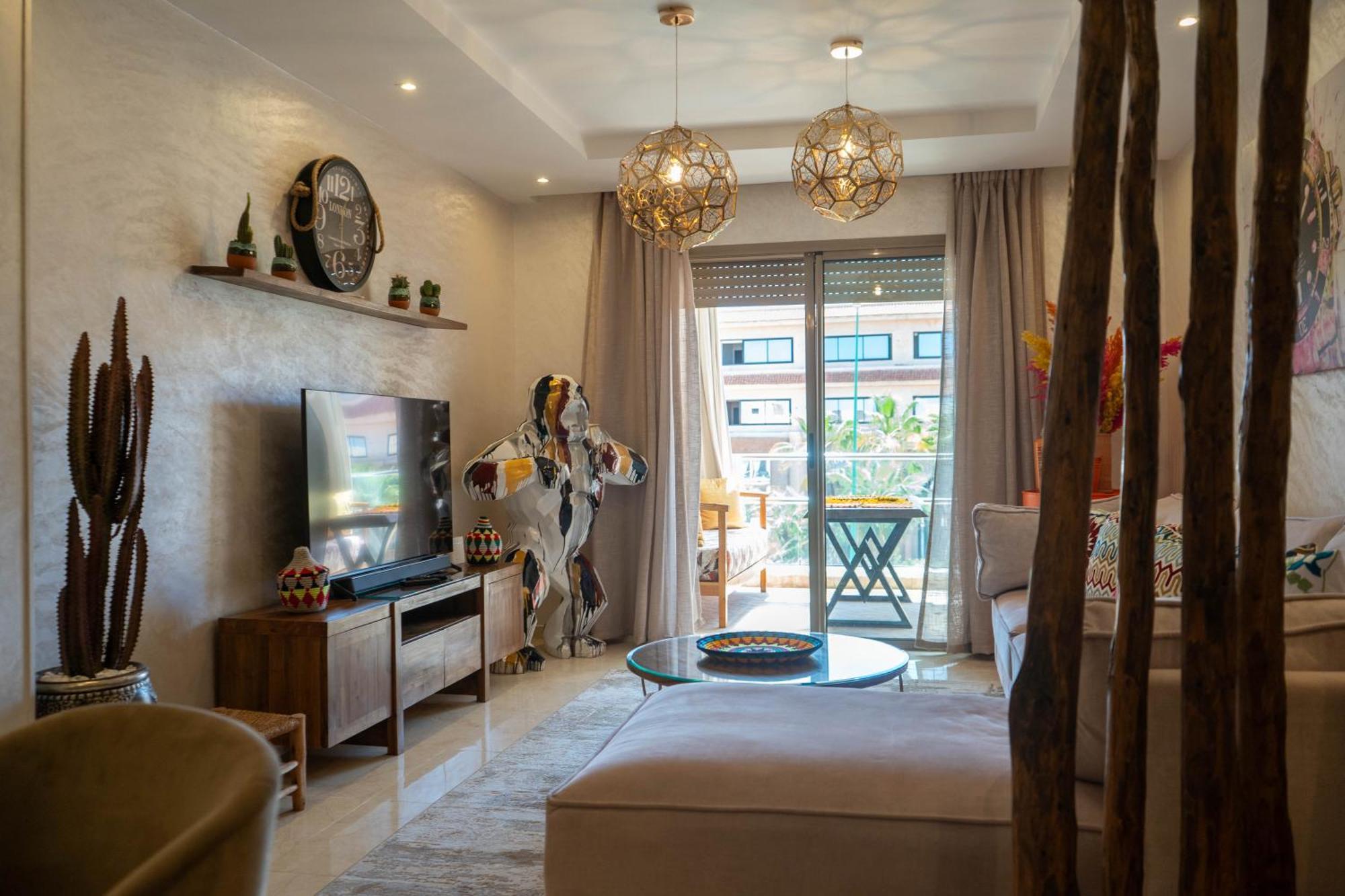 Magnifique Appartement Moderne De 2 Chambres Avec Piscine A 10 Min Du Centre De Marrakech มาร์ราเกช ภายนอก รูปภาพ
